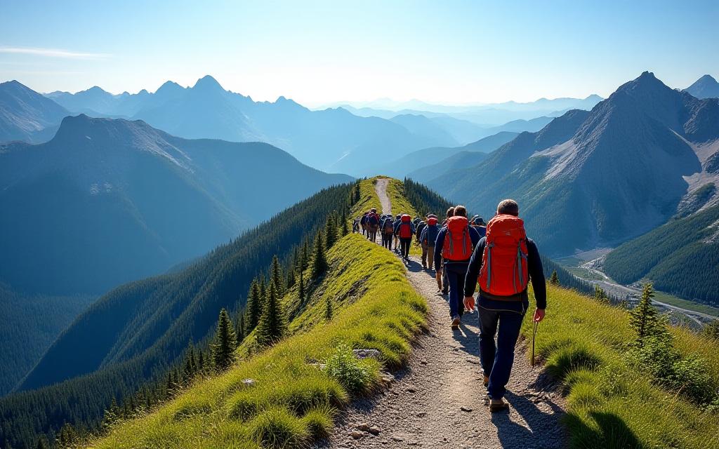 Guided mountain hiking adventure